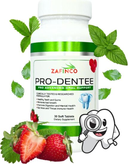 ZAFiNCO-PRODENTEE Teeth & Gums Health. Advanced 3.5 Billion CFU Oral/Dental Probiotics for Reduce Mouth Bad Breath,Ear,Nose & Throat Health-Mint Flavored Soft Chewable Tablet, 30 Count-Made in USA
